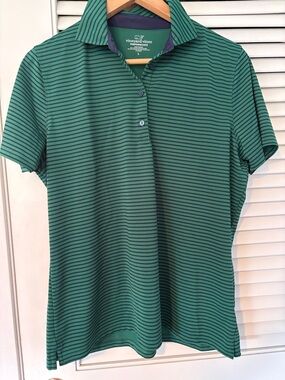 Vineyard Vines Forest Green Striped Performance Polo
